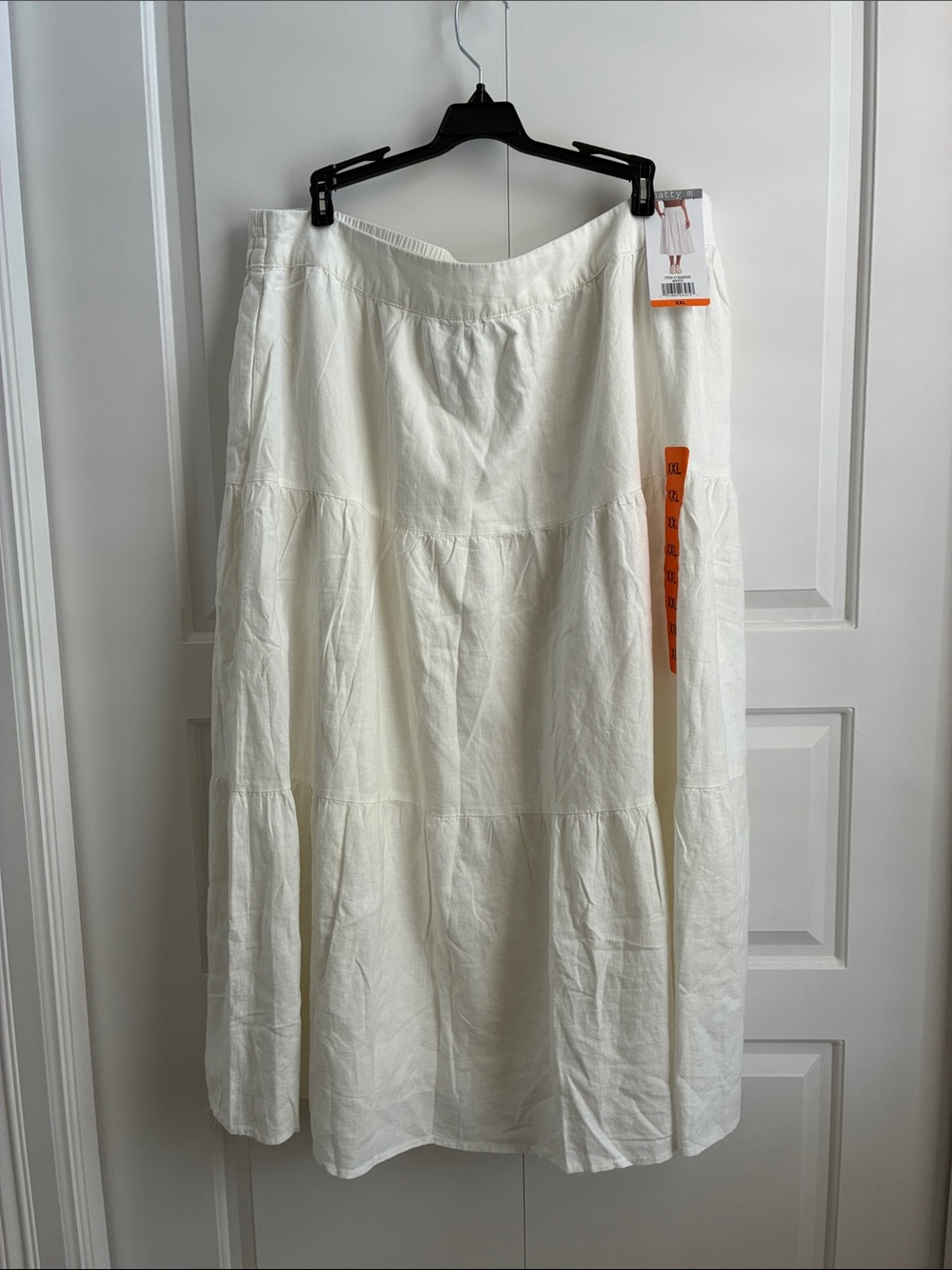 Matty M Women’s Linen Midi Skirt -Ivory - XXL
